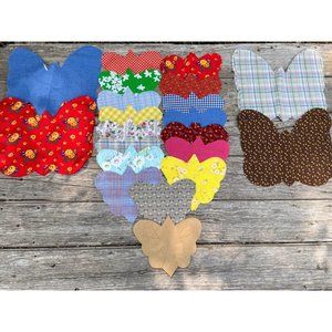 Vintage 1950s Lot of 70 Butterfly quilt Blocks Floral, plaid, Chambray
